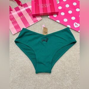 NWT Victoria’s Secret PINK Green Dog ribbed cotton Cheekster panties VS Small S